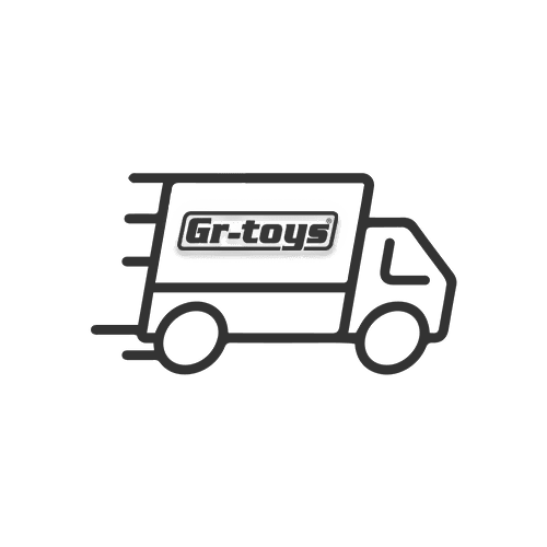 Depiction of a truck moving with gr-toys logo on top